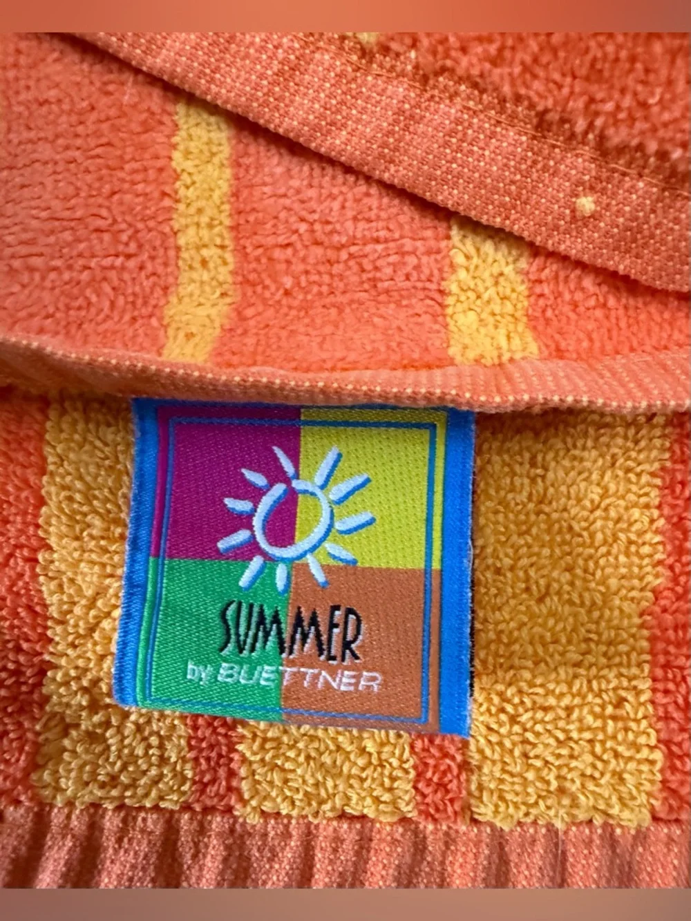 Vintage 90s Summer by Buettner Beach Towel Orange Palm Tree Lighthouse
